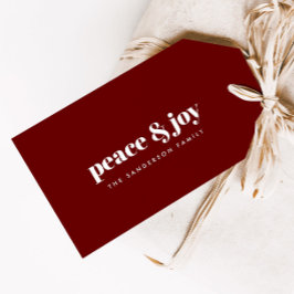 Frieden und Freude | Moderne Minimalistische Weihn Geschenkanhänger