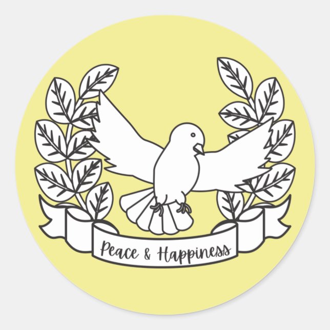 FRIEDEN UND GLÜCKLICHKEIT RUNDER AUFKLEBER (Vorderseite)