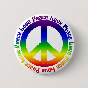 Frieden und Liebe allumherum Button