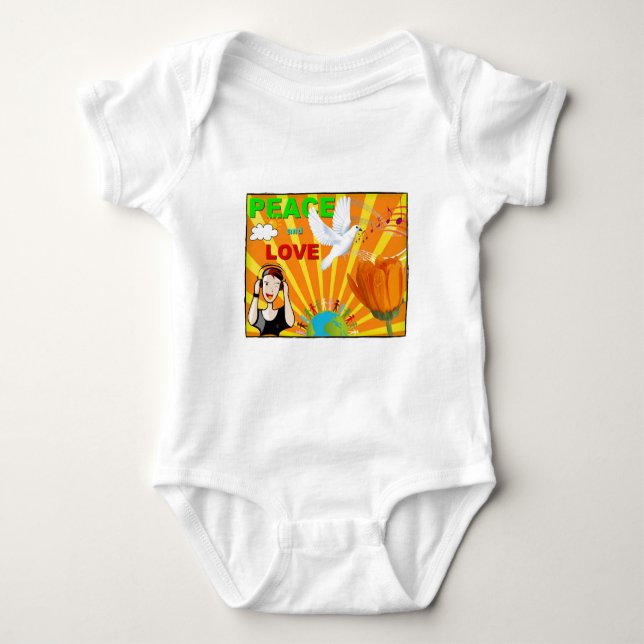 Frieden und Liebe Baby Strampler (Vorderseite)