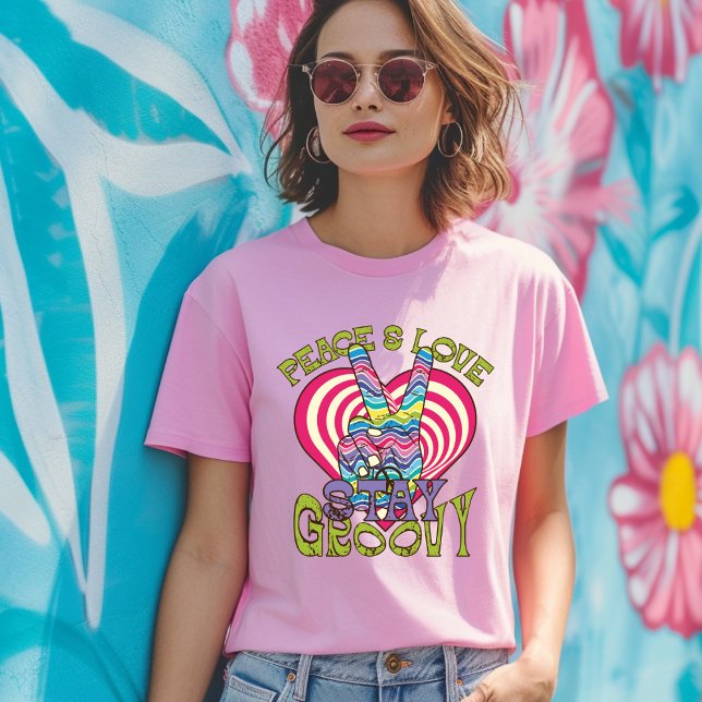 Frieden und Liebe Bleibe Groovy T - Shirt (Von Creator hochgeladen)