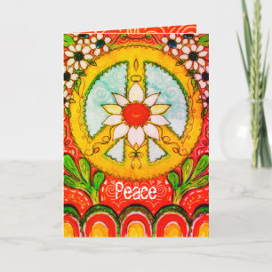 Frieden und Liebe Daisy Hippie Boho Original Grußk Karte