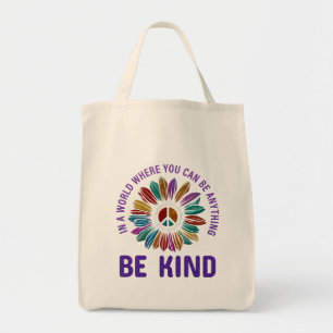 Frieden und Liebe Hippie Boho Sei nett Tragetasche