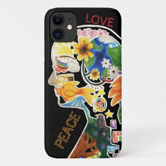 Frieden und Liebe Hippie Unique Case-Mate iPhone Hülle (Rückseite)