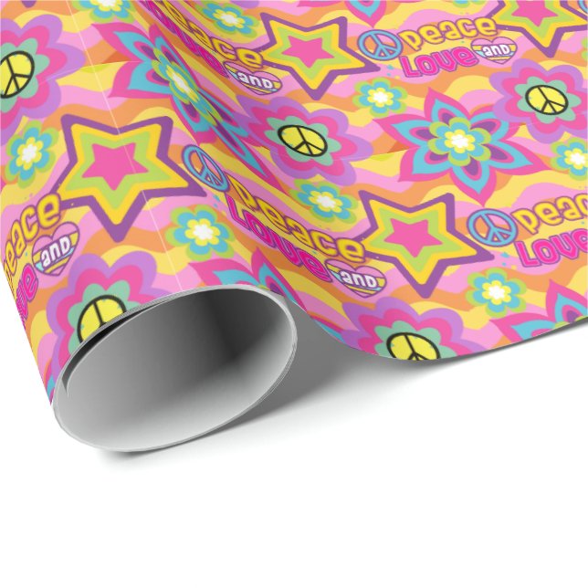 Frieden und Liebe, Hippie Wrapping Paper Geschenkpapier (Rolleneckpunkt)