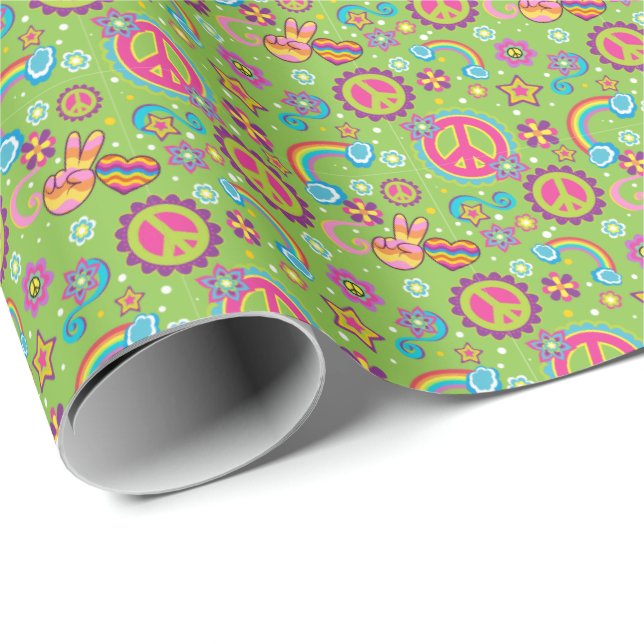 Frieden und Liebe, Hippie Wrapping Paper Geschenkpapier (Rolleneckpunkt)