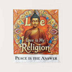 FRIEDEN UND LIEBE IST MEINE RELIGION WANDKUNST TAP WANDTEPPICH