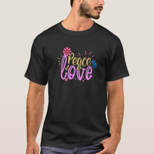 Frieden und Liebe Kein Krieg Hippie 60er 70er T-Shirt