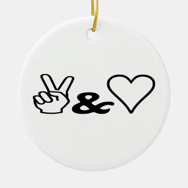 Frieden und Liebe Keramik Ornament (Vorne)