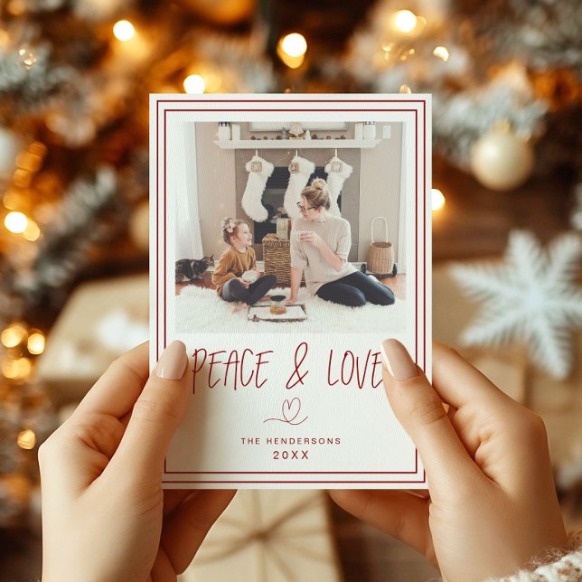 Frieden und Liebe Minimalistische Weihnachtskarte Einladung (Von Creator hochgeladen)