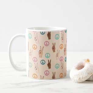 Frieden und Liebe Multikulturelles Handmuster Kaffeetasse