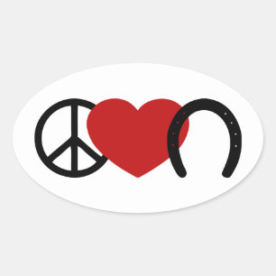 Frieden und Liebe Ovaler Aufkleber