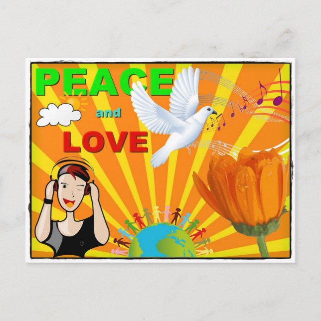 Frieden und Liebe Postkarte (Vorderseite)