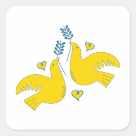 Frieden und Liebe Quadratischer Aufkleber