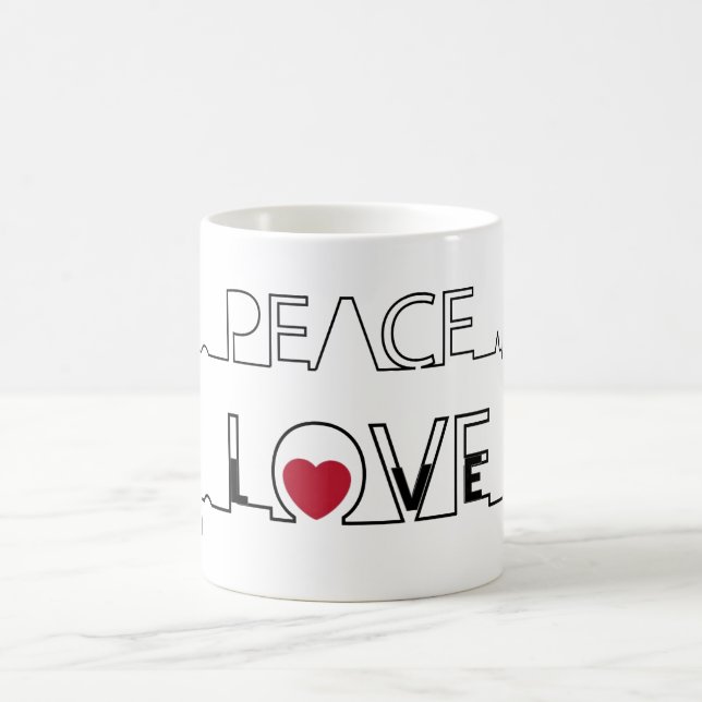 Frieden und Liebe Rotes Herz Kaffee Cup Tasse (Mittel)