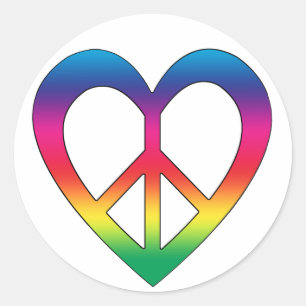 Frieden und Liebe Runder Aufkleber