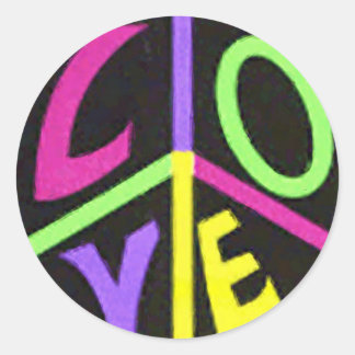Frieden und Liebe Runder Aufkleber