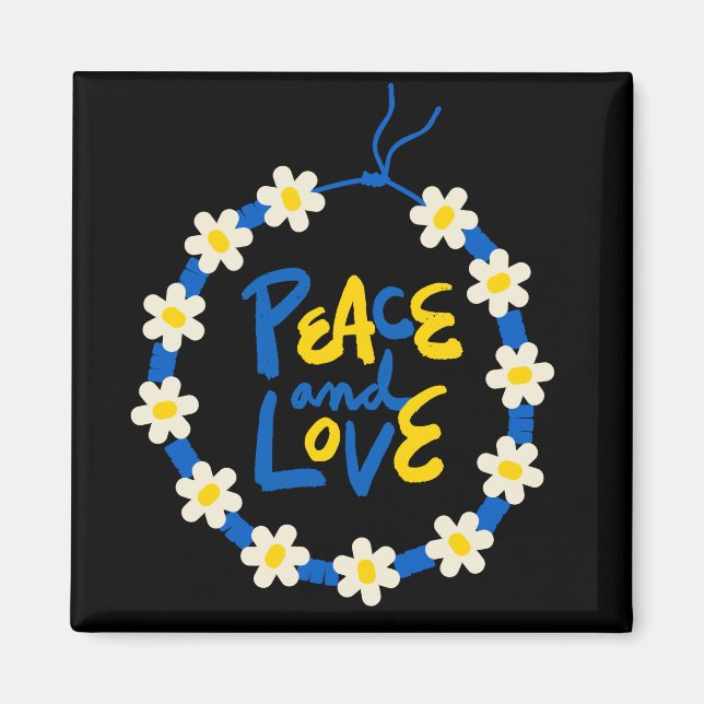 Frieden und Liebe Ukraine Blume Kranz Magnet (Vorne)