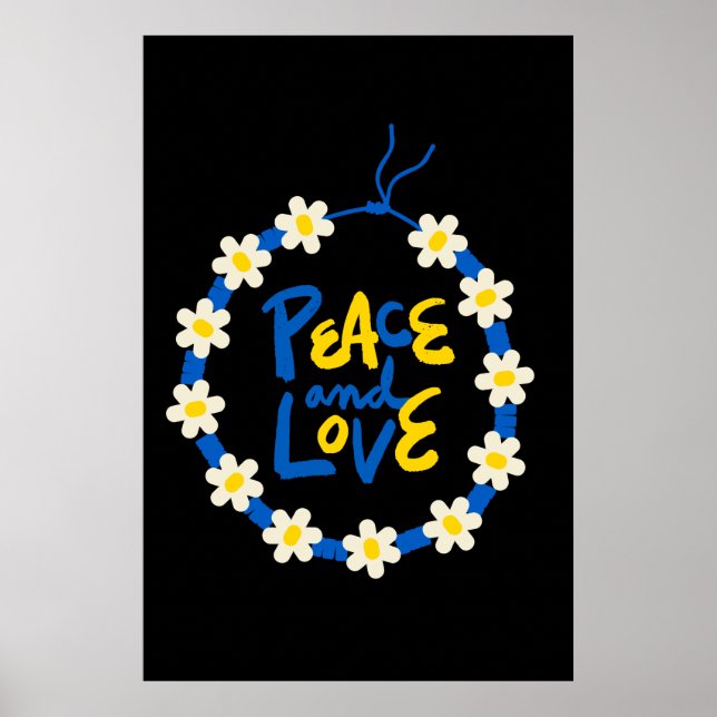 Frieden und Liebe Ukraine Blume Kranz Poster (Vorne)