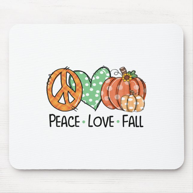 Frieden und Liebe und Fall Pumpkin Autum glücklich Mousepad (Vorne)