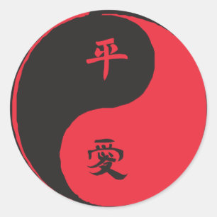 Frieden und Liebe Yinyang Runder Aufkleber