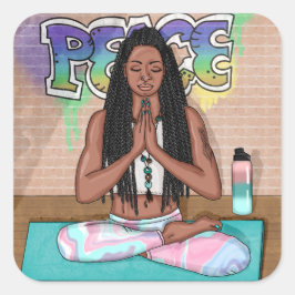 Frieden und Meditation Städtische Kunst Quadratischer Aufkleber