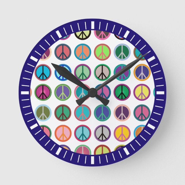 Frieden und Öko Runde Wanduhr (Vorderseite)