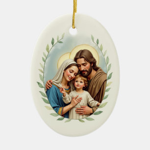 Frieden und Segnungen der Heiligen Familie Keramik Ornament