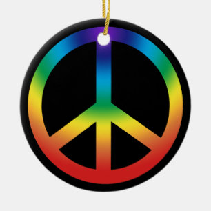 Frieden unterzeichnen herein Regenbogenfarben Keramik Ornament