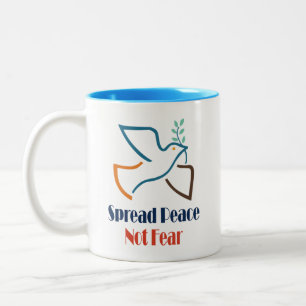 Frieden verteilen Nicht Angst Vintage Retro-Taube Zweifarbige Tasse