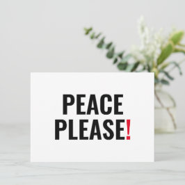 Frieden, weißer schwarzer Text, Anti-Kriegskarte