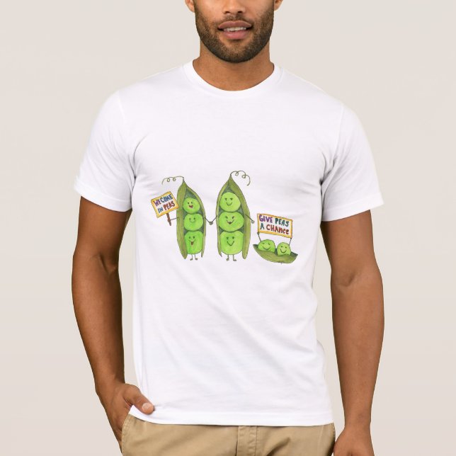 Frieden - Wir kommen in Erbsen T-Shirt (Vorderseite)