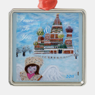 Frieden zu Ihnen Engels-Verzierung Silbernes Ornament