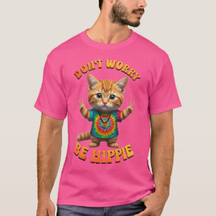 Friedens-Hippie-Glückliches-Boho-Kätzchen Katze T-Shirt