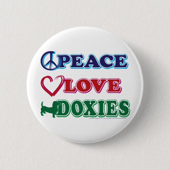 Friedens-Liebe-Dackeln - Dachsund Button (Vorderseite)