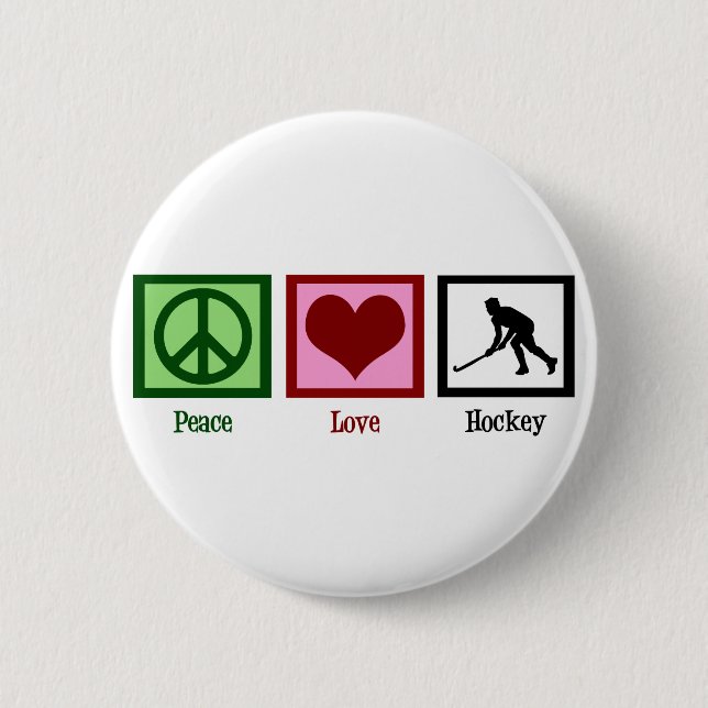 Friedens-Liebe-Feldhockey Button (Vorderseite)