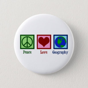 Friedens-Liebe-Geografie-Lehrer Weltkarte Button