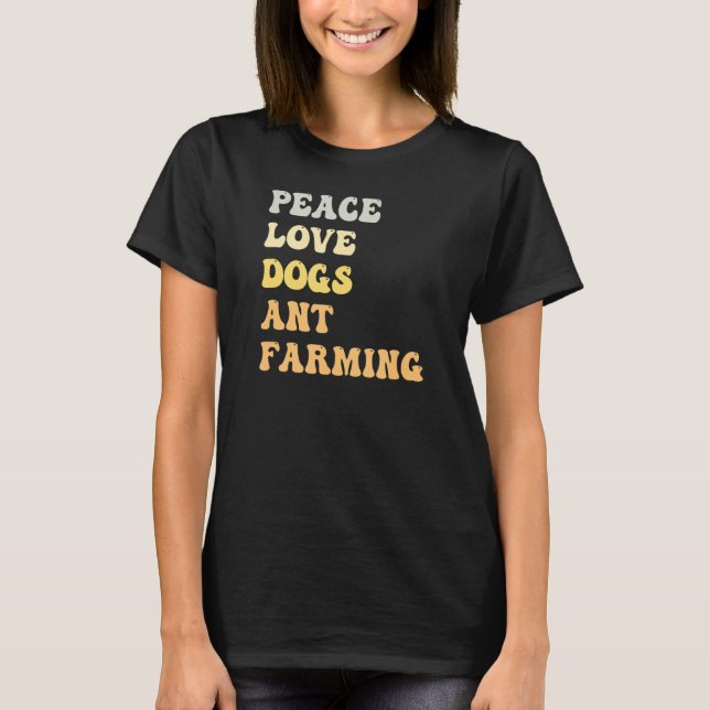 Friedens-Liebe Hunde und Landwirtschaft Retro T-Shirt (Vorderseite)