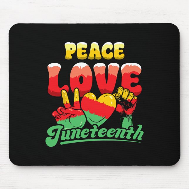Friedens-Liebe Juneteentchen Afro Black Mousepad (Vorne)