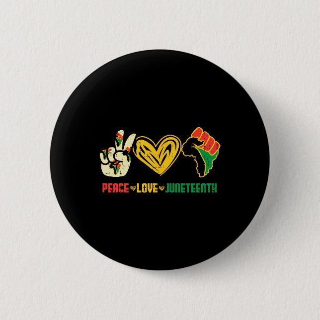 Friedens-Liebe Juneteenth Flag 19. Juni Afrikanisc Button (Vorderseite)
