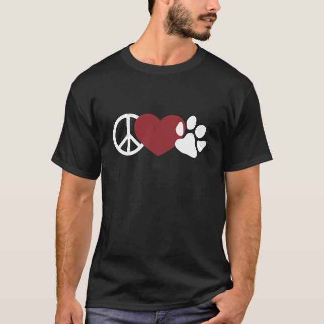 Friedens-Liebe-(pink)Paw T-Shirt (Vorderseite)