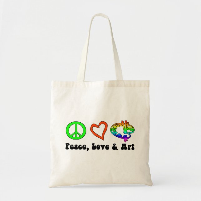 Friedens-, Liebe-u. Kunst-Zeichen-Tasche Tragetasche (Vorne)