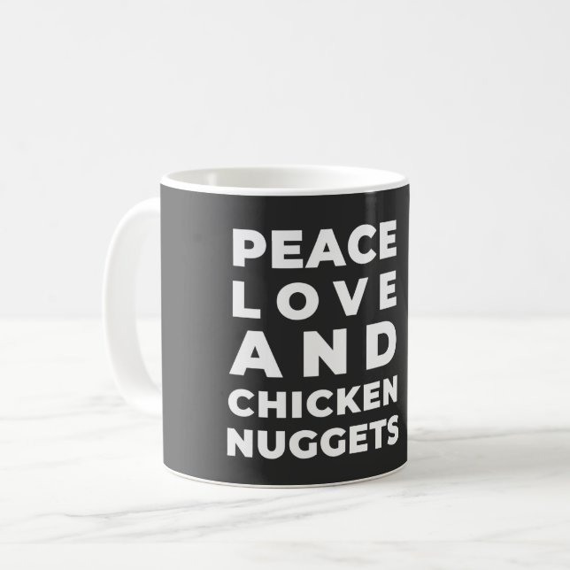 FRIEDENS-LIEBE UND SCHICKNÜCHER - SARKASTIK KAFFEETASSE (Vorderseite Links)