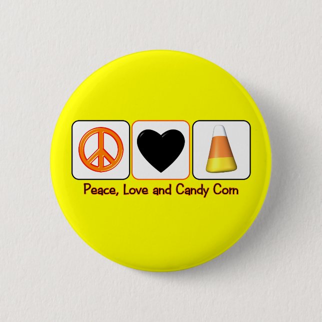 Friedens-, Liebe-und Süßigkeits-Mais Button (Vorderseite)