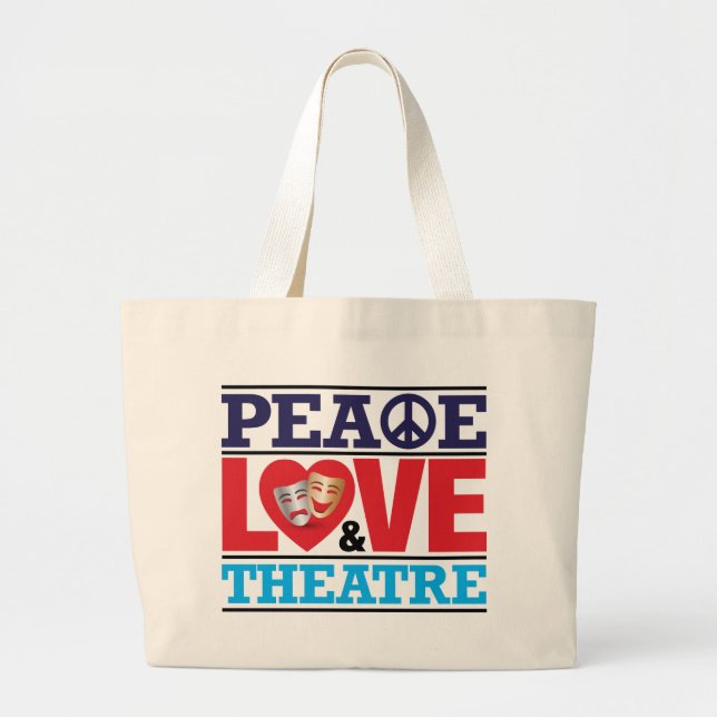 Friedens-, Liebe-und Theater-Tasche Jumbo Stoffbeutel (Vorne)