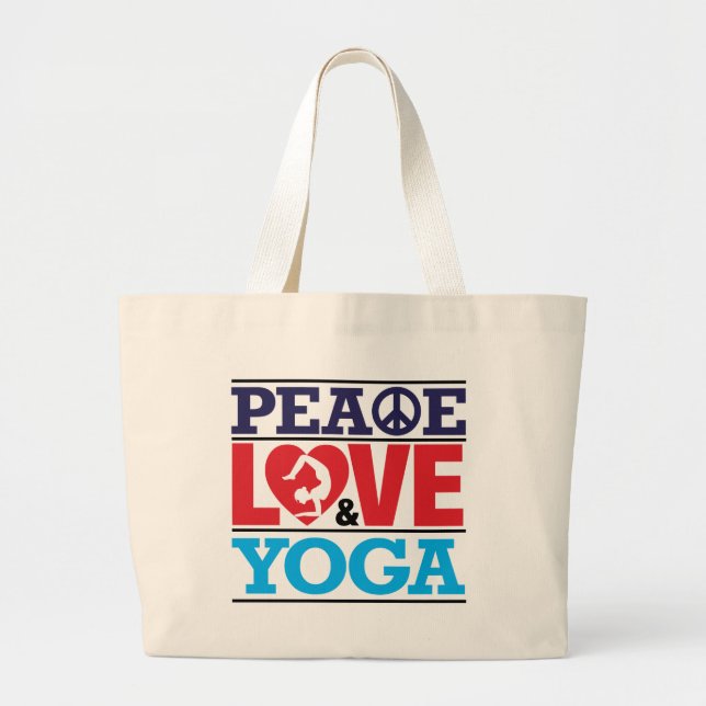 Friedens-, Liebe-und Yoga-Tasche Jumbo Stoffbeutel (Vorne)