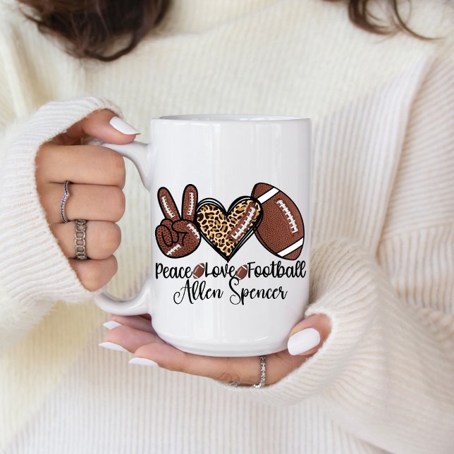 Friedens-, Liebes-, Fußball-Kaffeetasse Kaffeetasse (Peace, Love, Football Coffee Mug. )