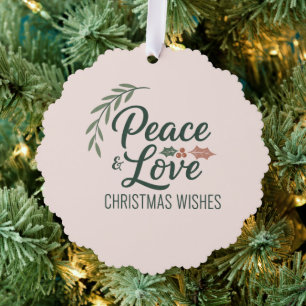 Friedens-, Liebes- und Weihnachtswunsch-Ornament Ornament Karte