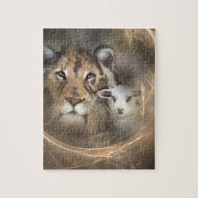 Friedens"Löwelamm" religiöse christion Geschenke Puzzle (Vertikal)