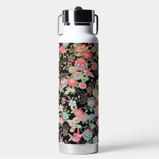 Friedens-Orizuru und Blume, japanisches Design Trinkflasche